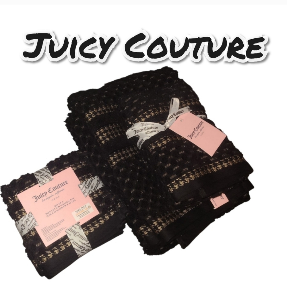 NWT Juicy Couture Black and Gold 7pc Towel Set